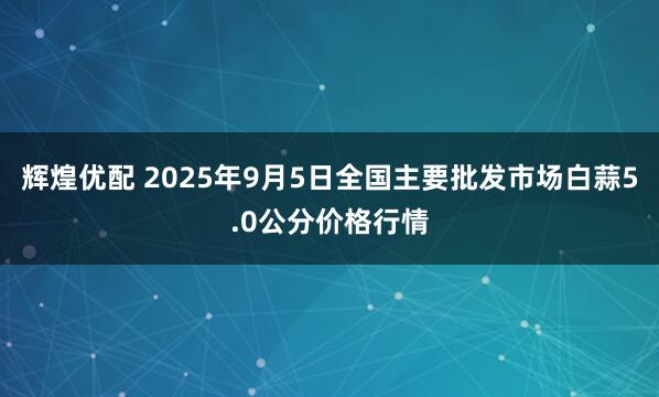 辉煌优配 2025年9月5日全国主要批发市场白蒜5.0公分价格行情