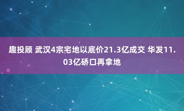 趣投顾 武汉4宗宅地以底价21.3亿成交 华发11.03亿硚口再拿地